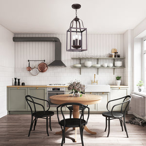 BONLICHT 3-Light Lantern Pendant Light Farmhouse Chandelier Bird Cage 8 Inches Oil Rubbed Bronze