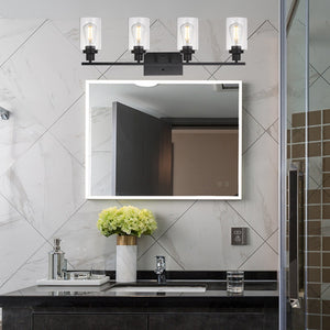 BONLICHT 4 Lights Sconces Wall Lighting Black with Clear Glass Shade