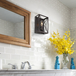BONLICHT 1-Light Industrial Wall Lights with Mesh Cage, Bathroom Vanity Light Fixtures Oil Rubbed Bronze