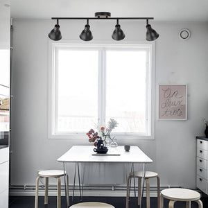 BONLICHT 4-Light Track Lighting Black, Spotlights Kitchen Light Fixtures Ceiling, 35W GU10 Base Halogen Bulbs Included