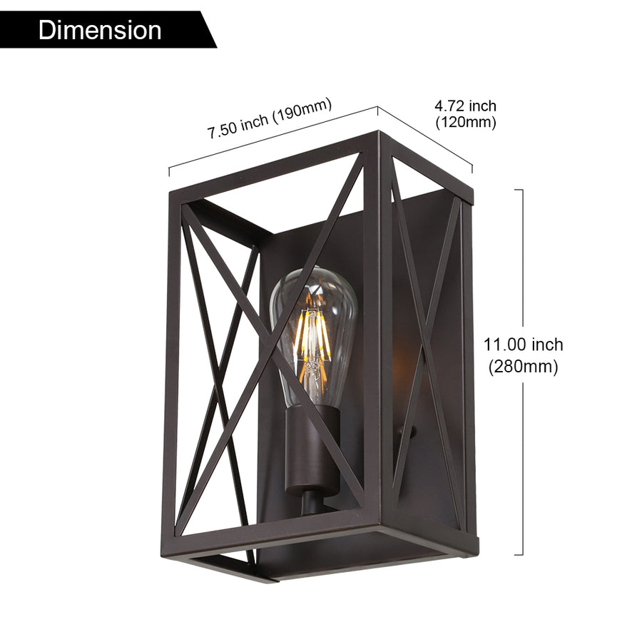 BONLICHT 1-Light Industrial Wall Lights with Mesh Cage, Bathroom Vanity Light Fixtures Oil Rubbed Bronze