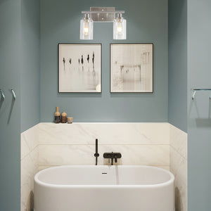 BONLICHT Metal Wall Lights with Clear Glass Shade 2 Heads Bathroom Light Fixtures Brushed Nickel
