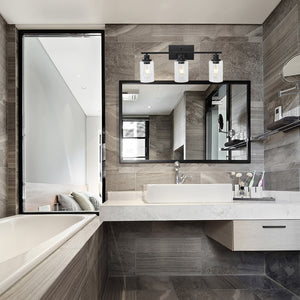 BONLICHT Bathroom Vanity Light Fixtures 3 Lights Wall Sconce Black with Clear Glass Shade