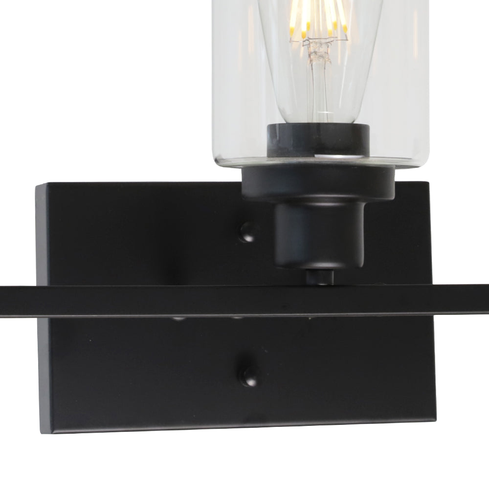 Bathroom Vanity Light Fixtures 3 Lights Wall Sconce Black with Clear Glass  Shade - BONLICHT LIGHTING