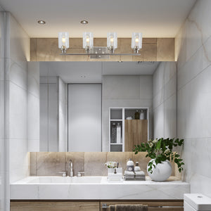 BONLICHT Bathroom Light Fixtures Brushed Nickel 4 Heads Modern Wall Lights