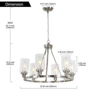 BONLICHT 6 Lights Round Chandelier Brushed Nickel