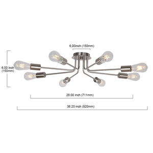BONLICHT 8 Light Mid Century Chandelier Sputnik Modern Ceiling Lighting Brushed Nickel