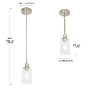 BONLICHT Mini Pendant Lights Brushed Nickel 1-Light with Clear Glass Shade
