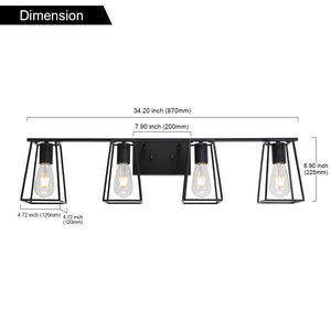 BONLICHT 4-Light Black Vanity Lights for Bathroom