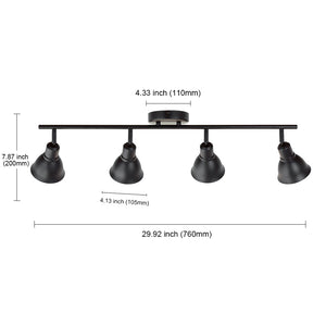 BONLICHT 4-Light Track Lighting Black, Spotlights Kitchen Light Fixtures Ceiling, 35W GU10 Base Halogen Bulbs Included