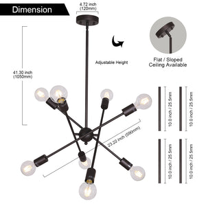 BONLICHT Oil-Rubbed Bronze Sputnik Chandeliers 8 Lights Semi Flush Mount Light Fixture