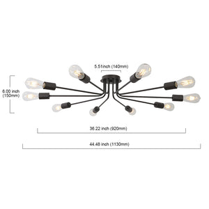 BONLICHT 10 Light Oil Rubber Bronze Sputnik Chandelier Lighting Semi Flush Mount Ceiling Light Industrial