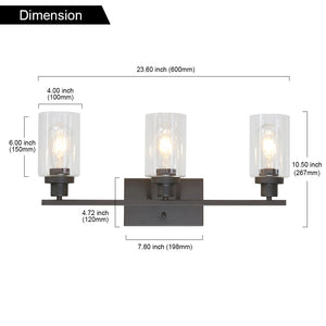 BONLICHT 3 Light Bathroom Vanity Light Oil Rubbed Bronze with Clear Glass Shade Sconces