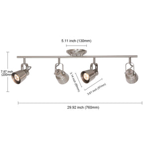BONLICHT 4 Lights Ceiling Track Lighting Kit Brushed Nickel, 35W GU10 Base Halogen Bulbs Included