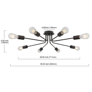 BONLICHT Modern 8 Light Ceiling Light Industrial Metal Oil Rubbed Bronze Sputnik Chandelier