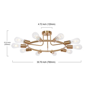BONLICHT Modern Ceiling Light 10-Light Brushed Brass Sputnik Chandelier Lighting 