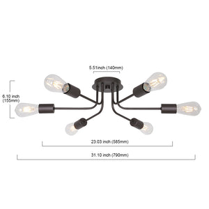 BONLICHT 6 Light Sputnik Chandelier Oil Rubbed Bronze Ceiling Light Semi Flush Mount