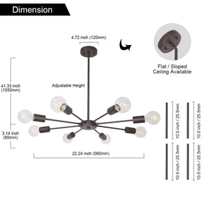 BONLICHT Sputnik Pendant Light Oil Rubbed Bronze 8 Lights