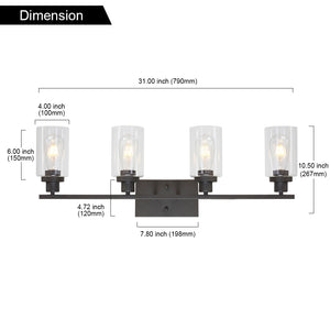 BONLICHT 4 Lights Wall Sconce Lighting Oil Rubbed Bronze Finished with Clear Glass Shade