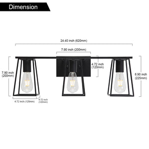 BONLICHT Bathroom Vanity Light Fixtures Black Finish 3-Light