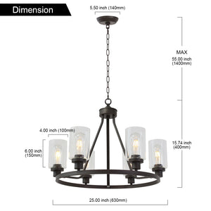 BONLICHT 6-Light Glass Round Chandelier Oil-Rubbed Bronze
