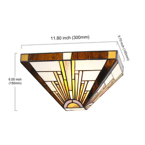 BONLICHT Tiffany Style1-Light Wall Sconce with 12 Inch Width Stained Glass Shade Wall Lamp