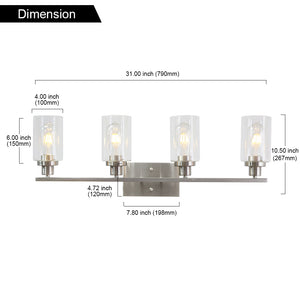 BONLICHT Bathroom Light Fixtures Brushed Nickel 4 Heads Modern Wall Lights