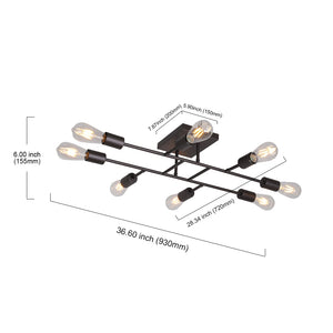 BONLICHT 8 Lights Oil Rubbed Bronze Sputnik Chandelier Vintage Metal Ceiling Lighting