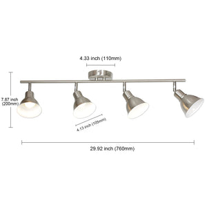 BONLICHT 4-Light Ceiling Spotlights Track Lighting Kit, Brushed Nickel Finished, 35W GU10 Base 4 Bulbs Included