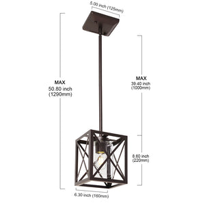BONLICHT Farmhouse Dining Room Light Rustic Chandelier Oil Rubbed Bronze Finish 1-Light with Clear Glass Shade