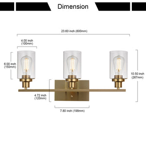 BONLICHT 3 Lights Sconces Wall Lighting Brass Contemporary Bathroom Vanity Light Fixtures
