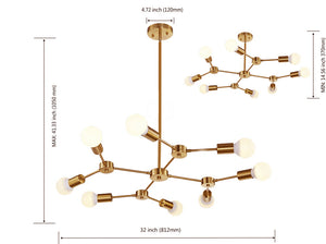 BONLICHT Brass Sputnik Chandeliers 8-Light Mid Century Modern Lighting