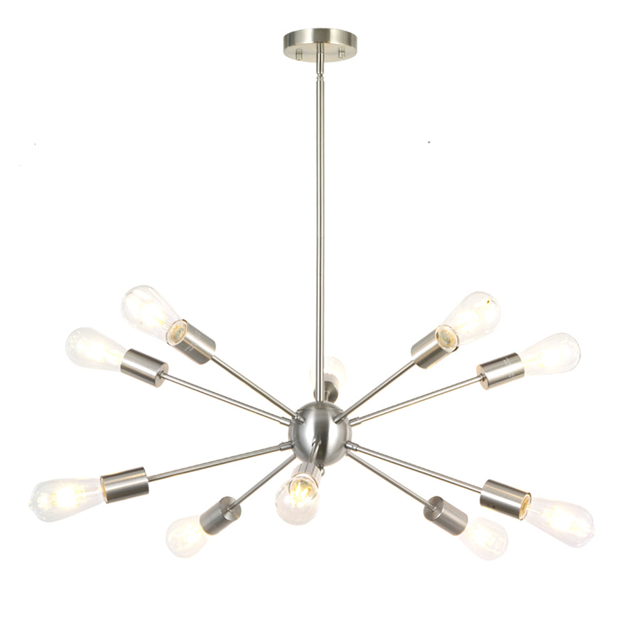 BONLICHT  10 Lights Sputnik Chandelier Lighting Brushed Nickel
