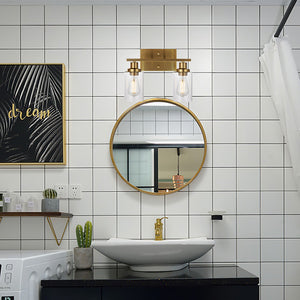 BONLICHT 2-Light Wall Sconce Brass Vanity Light Fixture Modern Style with Clear Glass Shade