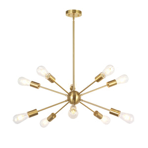 BONLICHT Sputnik Chandelier 10 Lights Brushed Brass Modern Pendant Lighting