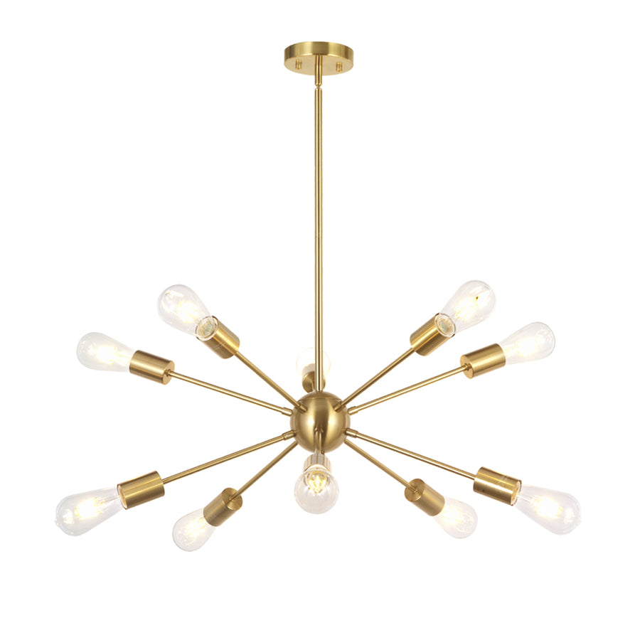 BONLICHT Sputnik Chandelier 10 Lights Brushed Brass Modern Pendant Lighting