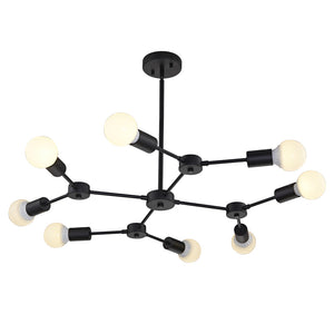 BONLICHT 8-Light Industrial Sputnik Chandelier Black