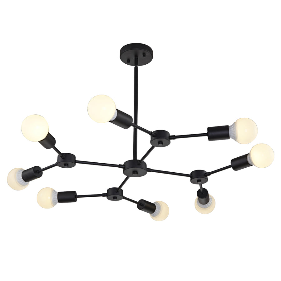 BONLICHT 8-Light Industrial Sputnik Chandelier Black