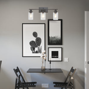 BONLICHT 3 Light Bathroom Vanity Light Oil Rubbed Bronze with Clear Glass Shade Sconces