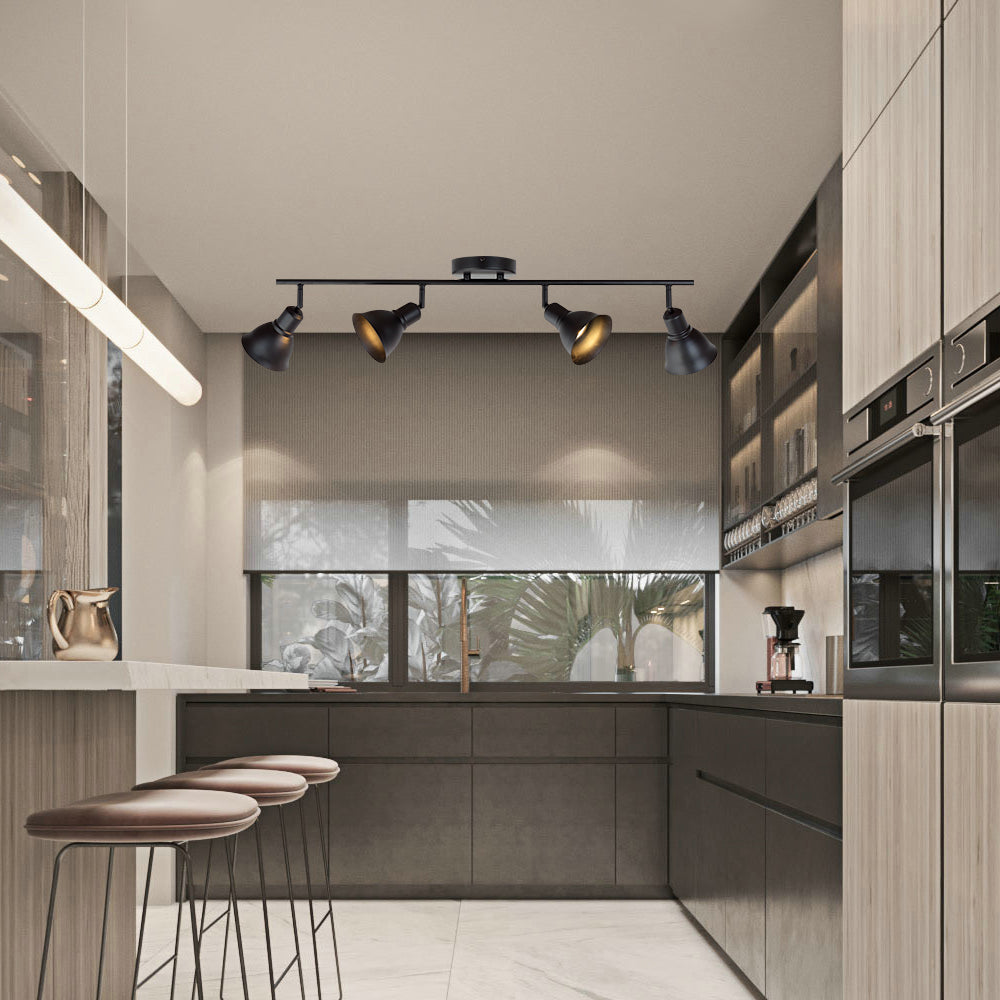 kitchen ceiling lights 4 Lights Black Spotlight Track Lighting Wall Lights home depot track lighting kitchen track lighting BONLICHT LIGHTING
