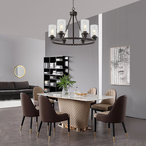 BONLICHT 6-Light Glass Round Chandelier Oil-Rubbed Bronze