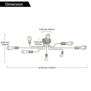 BONLICHT 8 Lights Metal Ceiling Light Semi Flush Mount Brushed Nickel