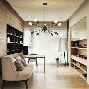BONLICHT Sputnik Chandelier 10 Lights Black Industrial Pendant Lighting Suite for Any Space