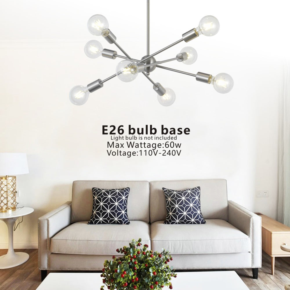 Modern Chandeliers Chandelier 8 Lights Brushed Nickel Sputnik