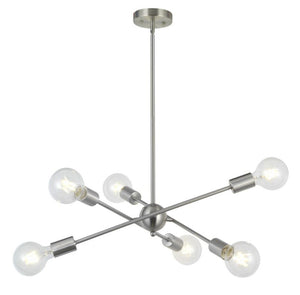 BONLICHT 6 Lights Sputnik Chandelier Brushed Nickel Pendant Lighting for Foyer Bedroom Dining room
