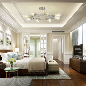 BONLICHT 8-Light Industrial Ceiling Light Semi Flush Mount  Brushed Nickel Finished