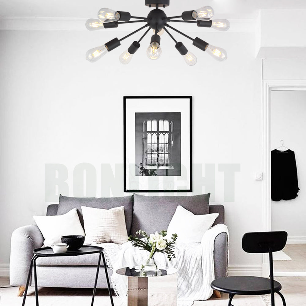 Ceiling Light Fixture 10 Lights | Black Modern Lighting | Kitchen Light Fixtures | Living Room Lighting | Bedroom Lights | Flush Mount Ceiling Light - BONLICHT LIGHTING Ceiling Light Fixture 10 Lights | Black Modern Lighting | Kitchen Light Fixtures | Living Room Lighting | Bedroom Lights | Flush Mount Ceiling Light - BONLICHT LIGHTING