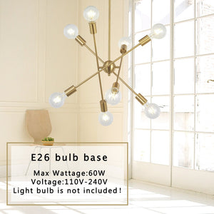 BONLICHT 8 Lights Modern Sputnik Chandelier Lighting Brushed Brass with Adjustable Arms