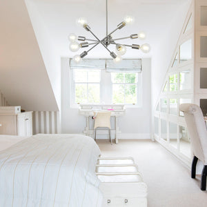 BONLICHT 10 Lights Brushed Nickel Sputnik Chandelier Lighting Mid Century Modern with Adjustable Arms
