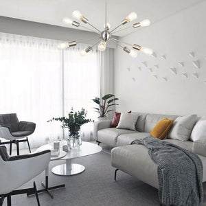 BONLICHT  10 Lights Sputnik Chandelier Lighting Brushed Nickel